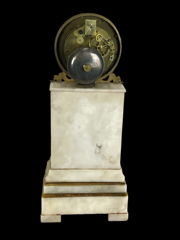 CHARLES X PERIOD CLOCK WITH ALABASTER AND GILT BRONZE THERMOMETER