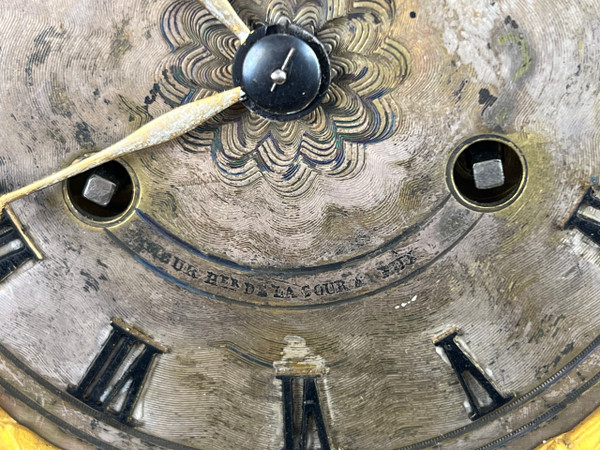 CHARLES X PERIOD CLOCK WITH ALABASTER AND GILT BRONZE THERMOMETER