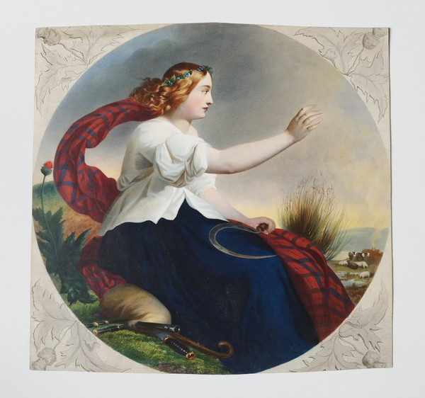 Cérès Allégorie De l'été Lithographie Aquarellée 19ème
