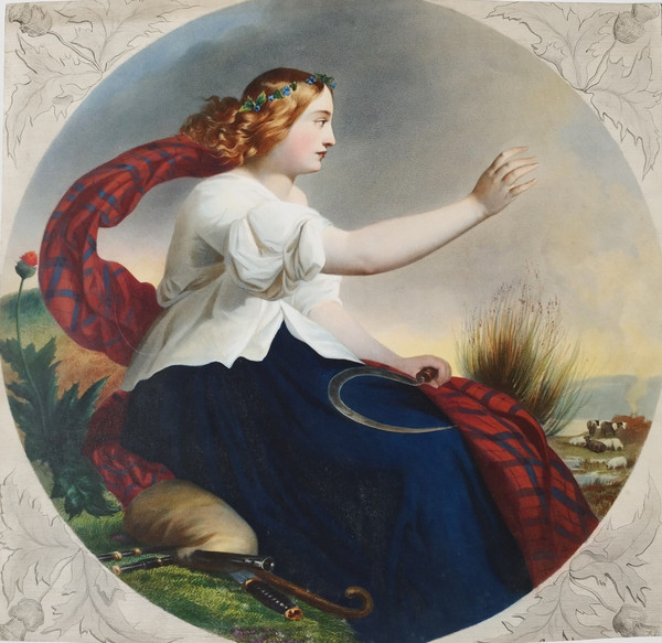 Cérès Allégorie De l'été Lithographie Aquarellée 19ème
