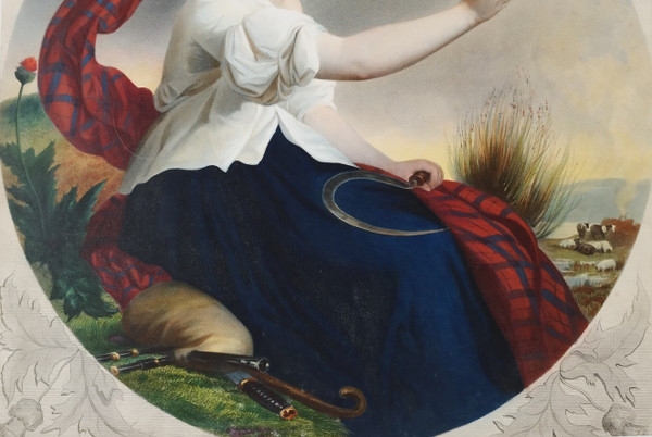 Cérès Allégorie De l'été Lithographie Aquarellée 19ème