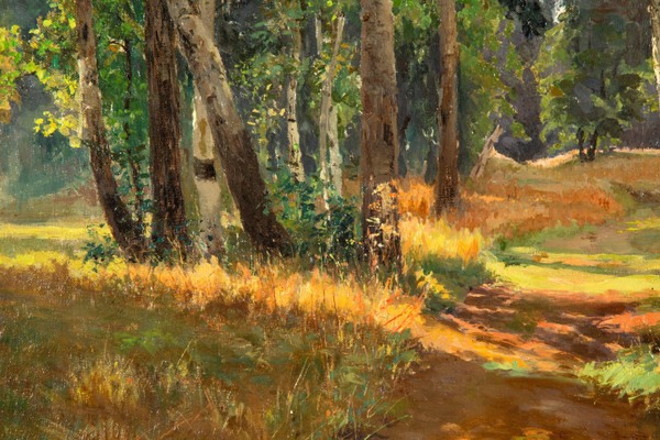 Vue d'un sous bois,  tableau daté 1901, huile sur toile de Feodor Petrovich Riznischenko (1865-1922)