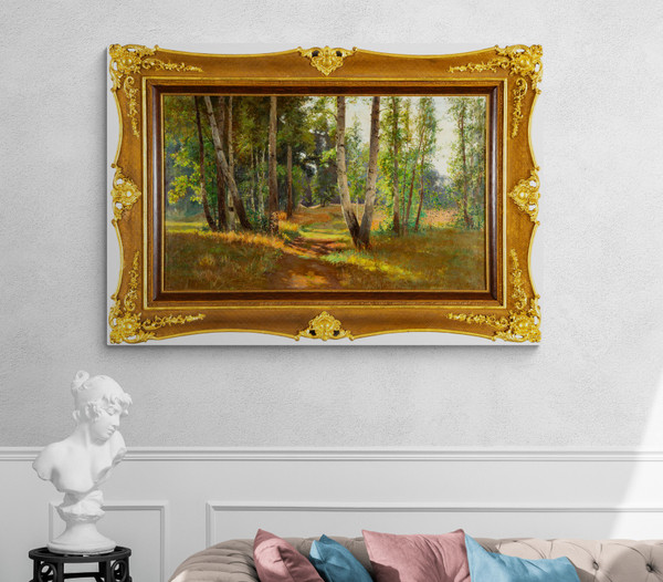 Vue d'un sous bois,  tableau daté 1901, huile sur toile de Feodor Petrovich Riznischenko (1865-1922)