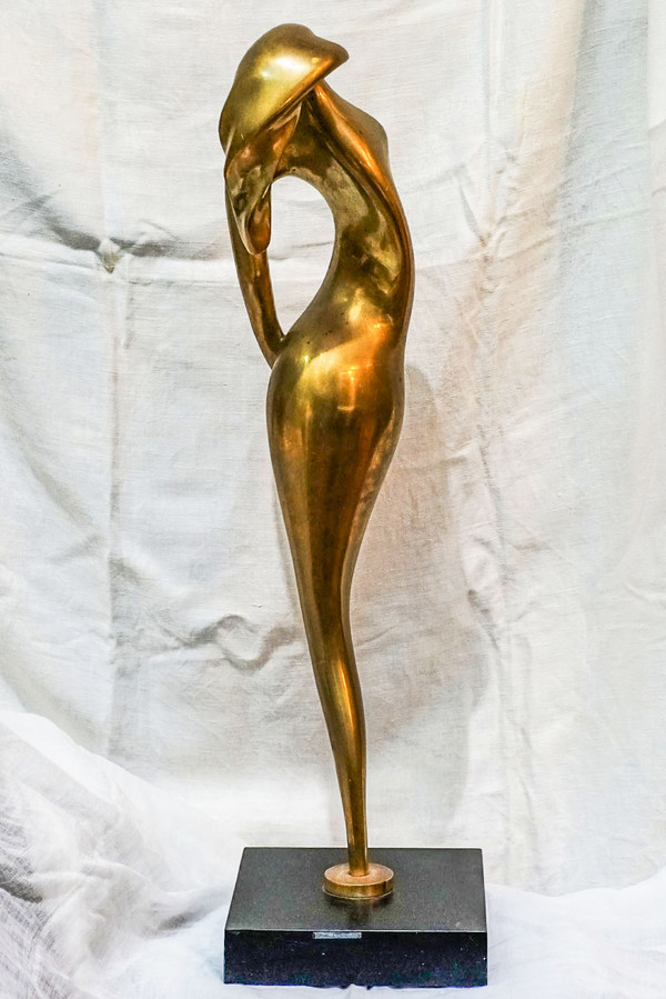 Nicolas MALINAS, bronzo art déco "Donna fiamma