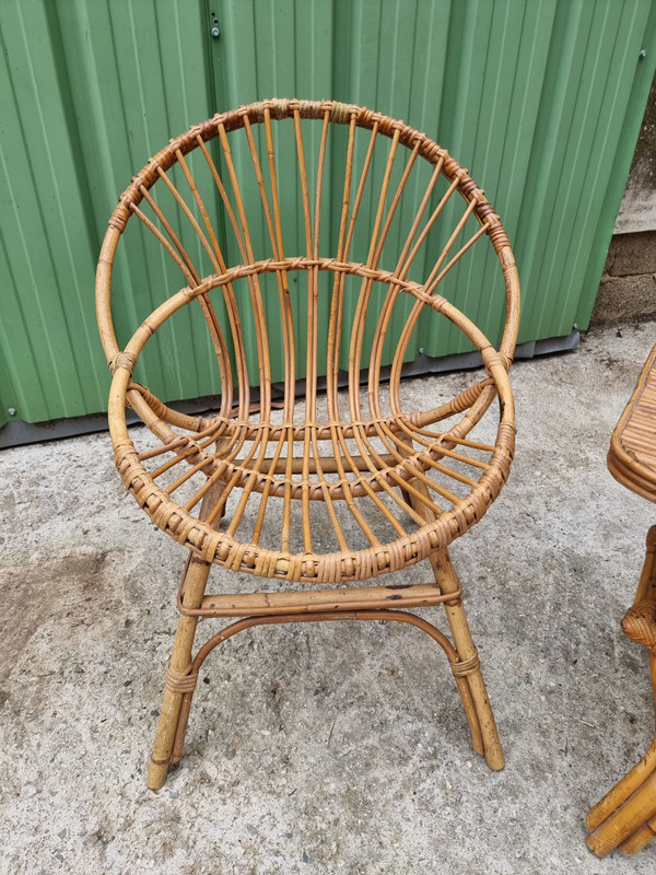 ensemble en rotin vintage 3 piéces