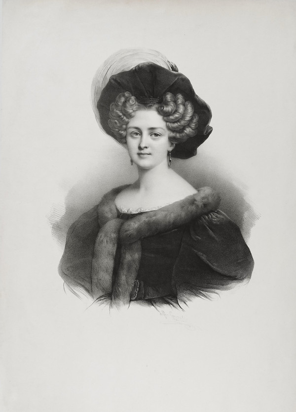 Henri Grévedon Porträt einer Frau Lithographie 19.