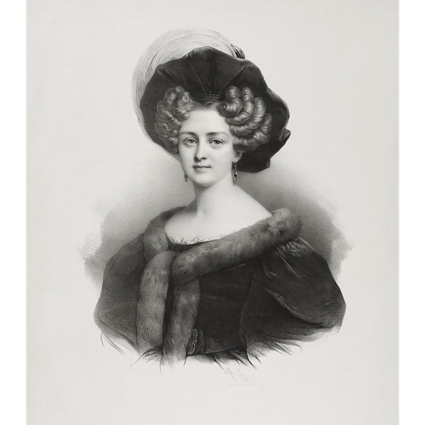 Henri Grévedon Porträt einer Frau Lithographie 19.
