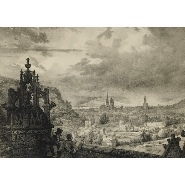 Engelmann Paysage De Rouen Lithographie 1823