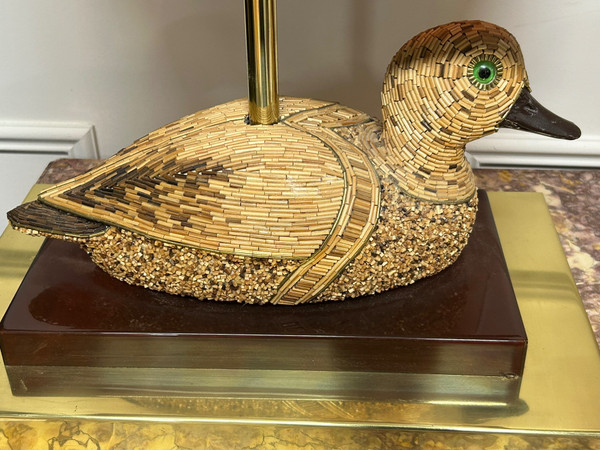 Coppia di lampade a forma di anatra in ottone e bachelite degli anni '70