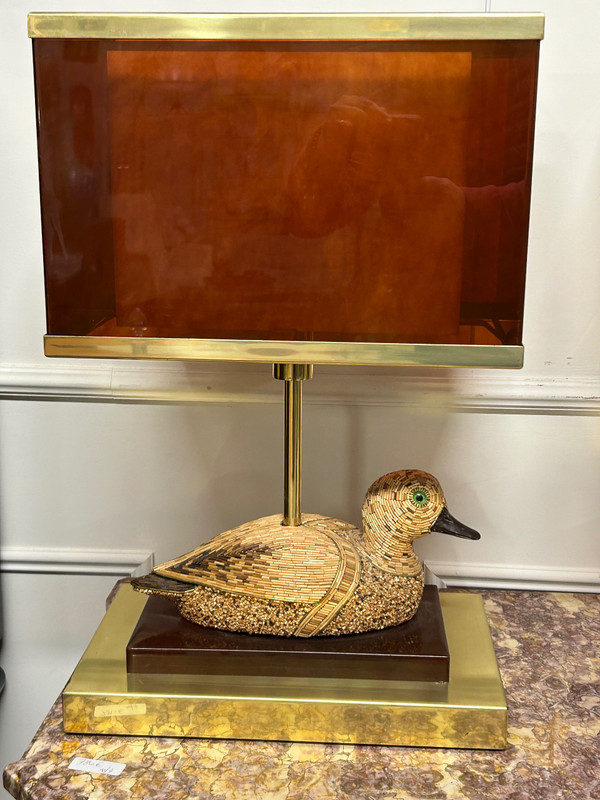 Coppia di lampade a forma di anatra in ottone e bachelite degli anni '70