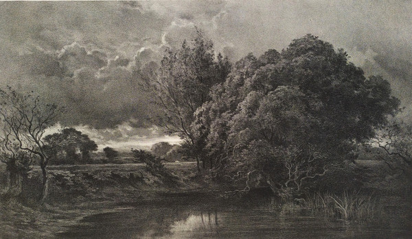 French Landscape View Of Apremont Cher Lithograph By Emile Vernier After Charles Sauvageot Old Print