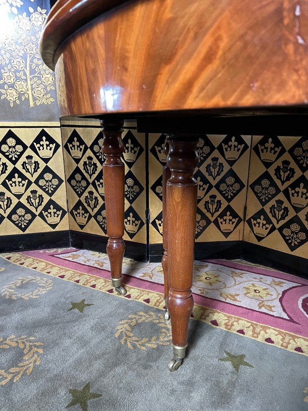 Tavolo da pranzo Louis Philippe a mezzaluna con 8 ante