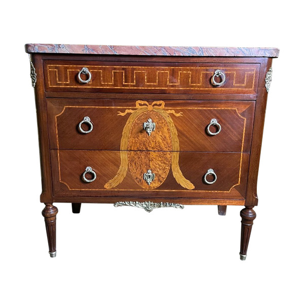 Commode De Style Louis XVI En Marqueterie