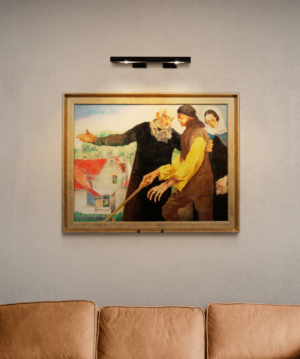 The blind man, oil on canvas by Maurice Langaskens
