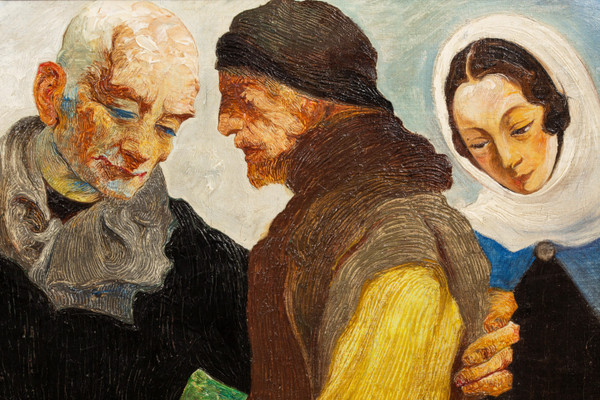 The blind man, oil on canvas by Maurice Langaskens