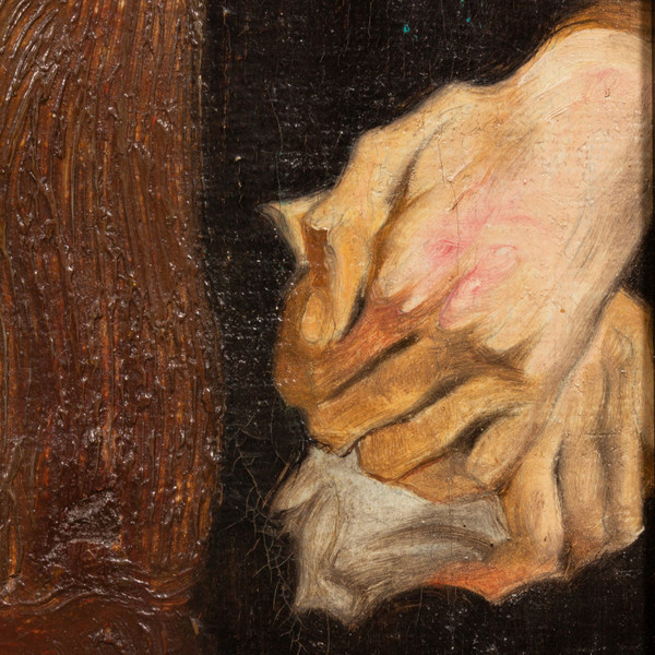 The blind man, oil on canvas by Maurice Langaskens