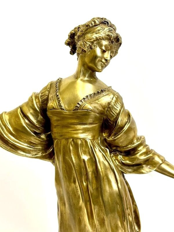Bronzo Art Nouveau "Elegante Con Specchio"