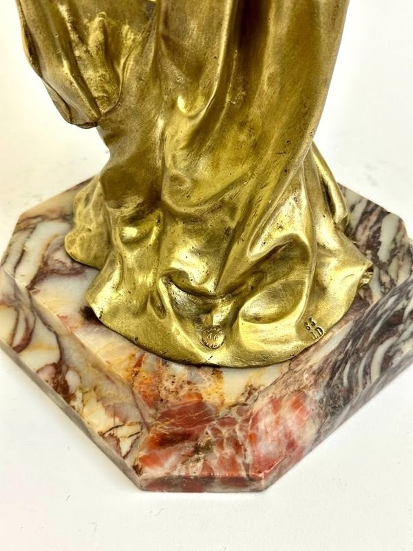 Bronzo Art Nouveau "Elegante Con Specchio"
