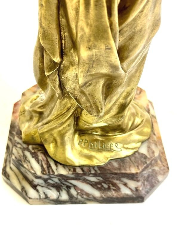 Bronzo Art Nouveau "Elegante Con Specchio"