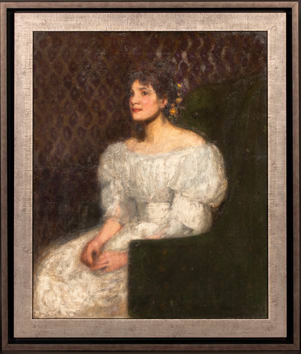 Debutante, Porträt eines jungen Mädchens, Öl auf Leinwand von Ernest George Beach (1865-1943)