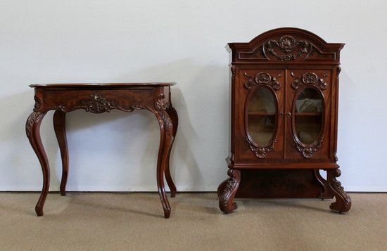  Writing case display in solid mahogany, Napoleon III period - 1850