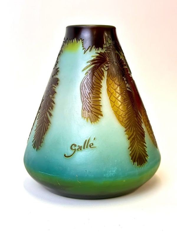 Emile Gallé Art Nouveau Vase “Aux Pins”