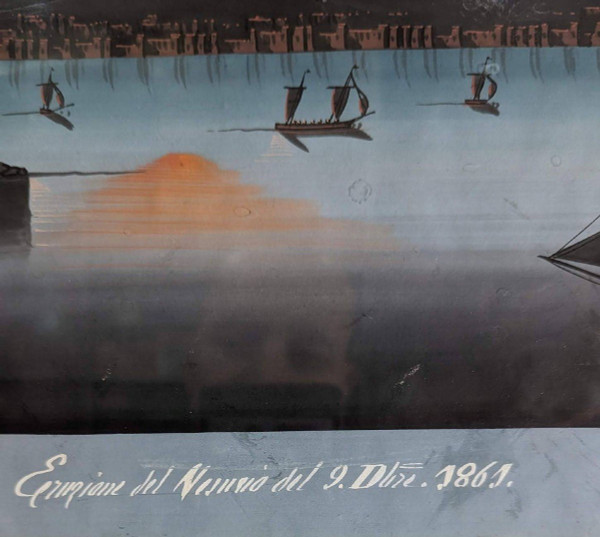 Neapolitan Gouache Eruption of October 9, 1861 of Vesuvius, 19th Century