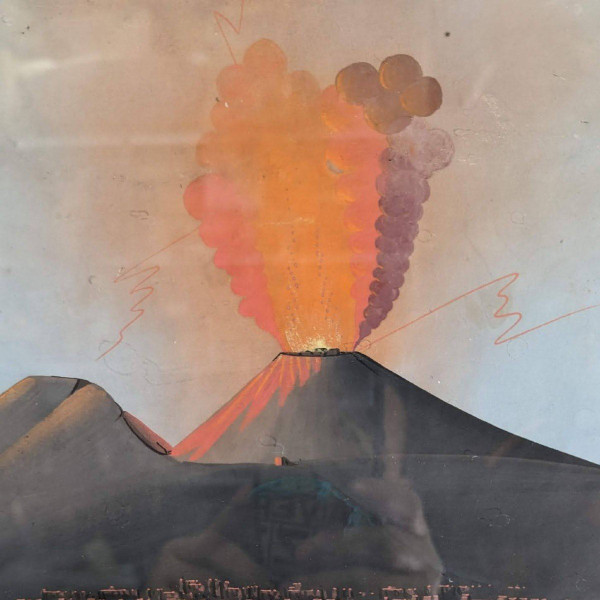 Neapolitan Gouache Eruption of October 9, 1861 of Vesuvius, 19th Century