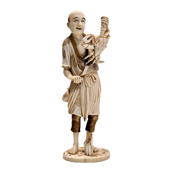 Okimomo In Ivory From The 19th Century The Crab Fisherman