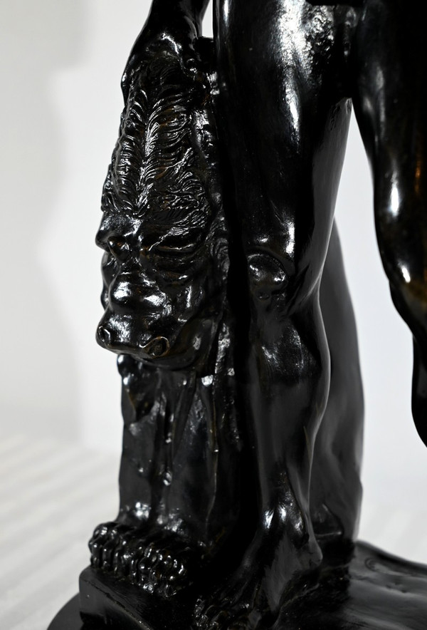 Bronzo "Ercole e il Leone di Nemée", firmato Gregroi - XIX secolo