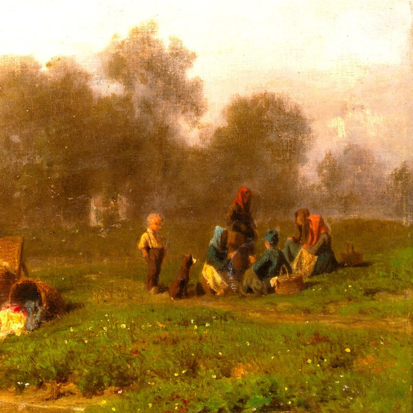 Lavandaie al fiume, olio su tela di Karl Girardet