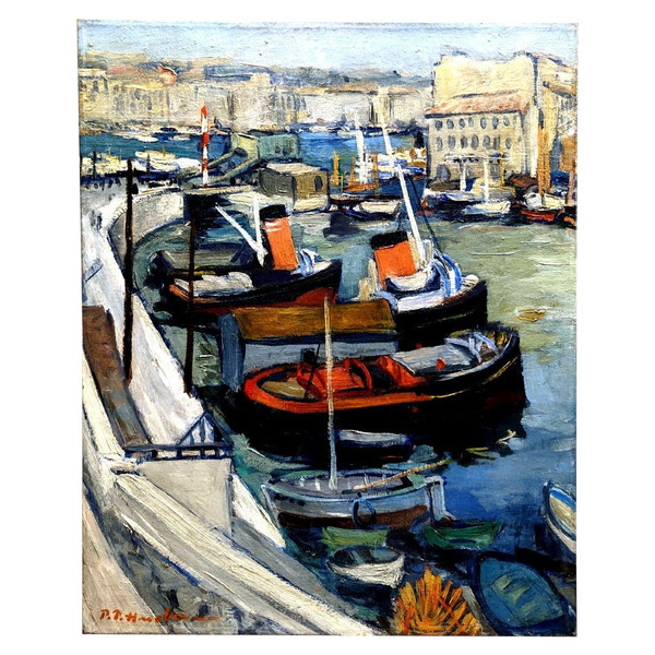 The Fairing Basin, Oil On Canvas By Pierre Paul Hueber Dimensions 73 / 60 Cm