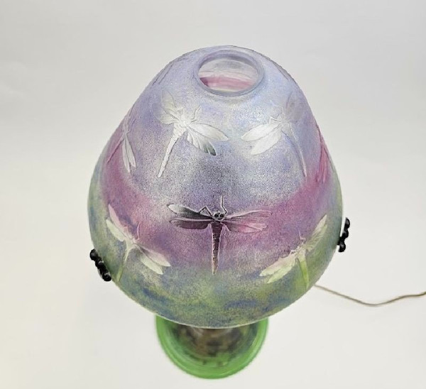 Daum Nancy Lampe Champignon Art Nouveau "Libellules"