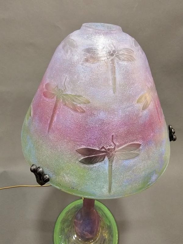 Daum Nancy Lampe Champignon Art Nouveau "Libellules"