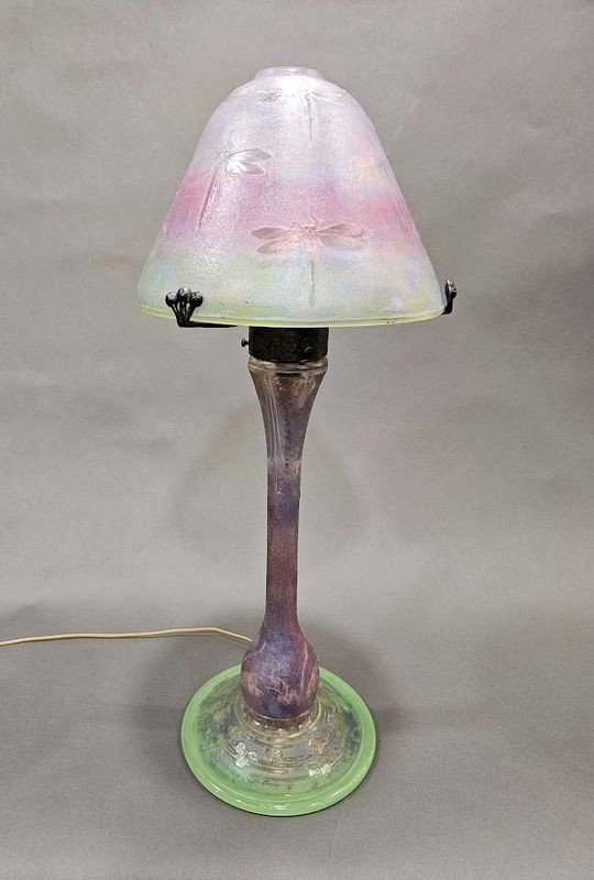 Daum Nancy Lampe Champignon Art Nouveau "Libellules"