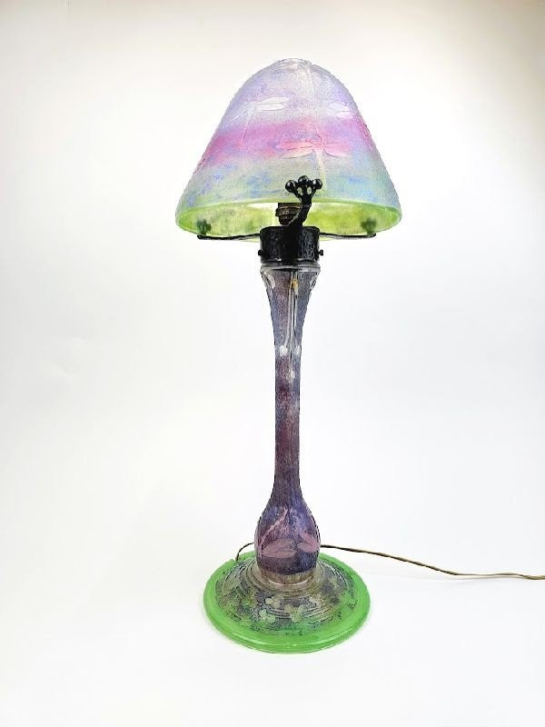 Daum Nancy Lampe Champignon Art Nouveau "Libellules"