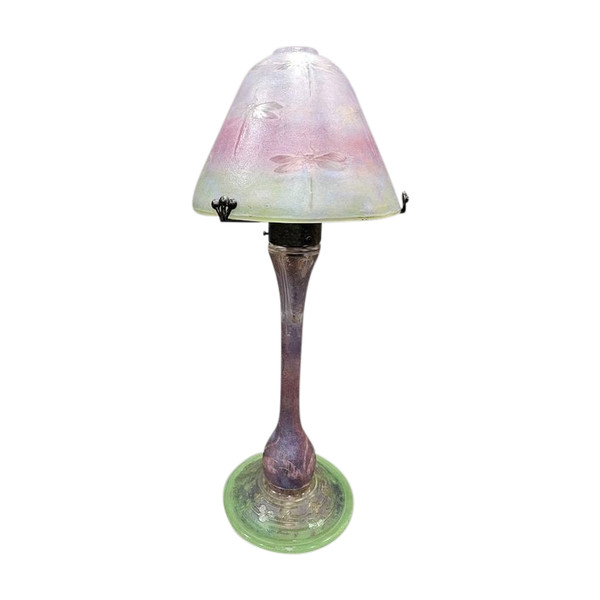 Daum Nancy Lampe Champignon Art Nouveau "Libellules"