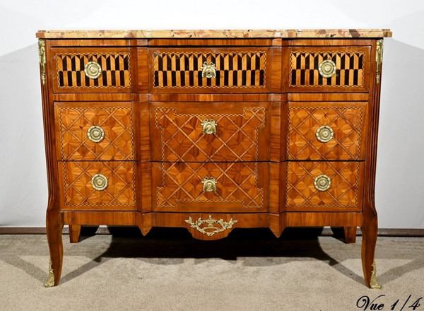 Commode en Bois de Rose et Acajou, Transition Louis XV/Louis XVI – Fin XIXe