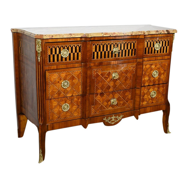 Commode en Bois de Rose et Acajou, Transition Louis XV/Louis XVI – Fin XIXe