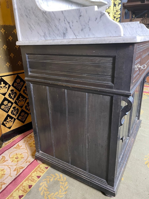 Meuble De Toilette à Vasque Bois Noirci Napoléon III