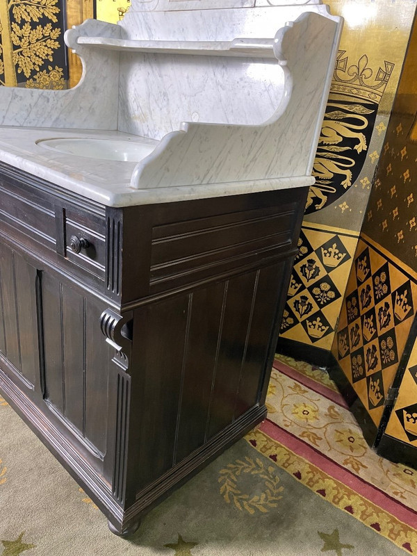 Meuble De Toilette à Vasque Bois Noirci Napoléon III