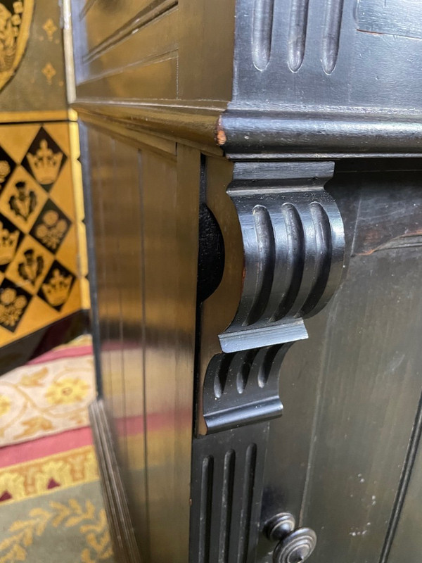 Meuble De Toilette à Vasque Bois Noirci Napoléon III