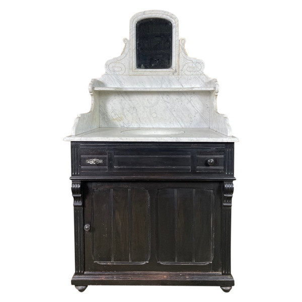 Meuble De Toilette à Vasque Bois Noirci Napoléon III