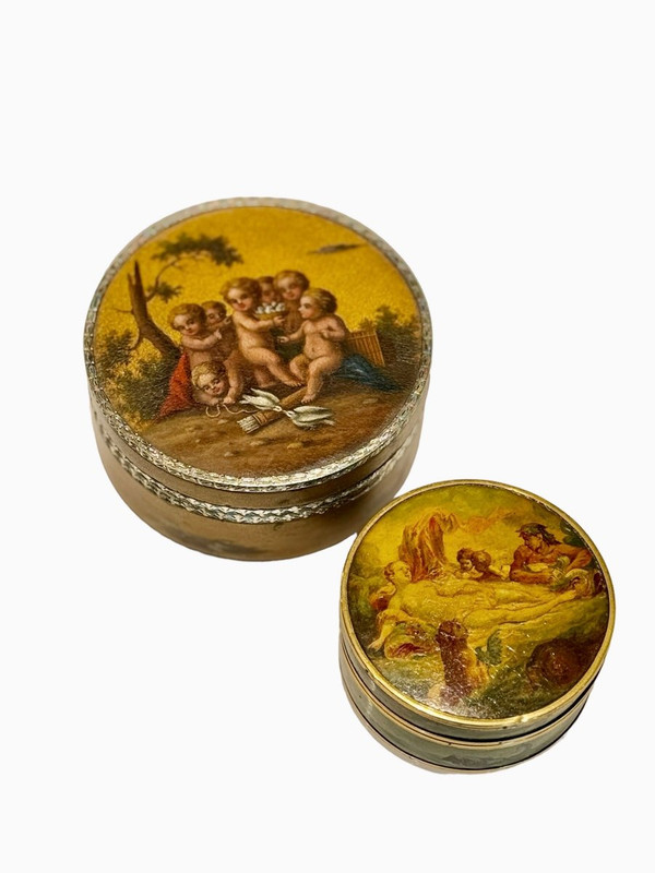 Scatola Tonda con Decoro a Putti, Epoca Luigi XVI