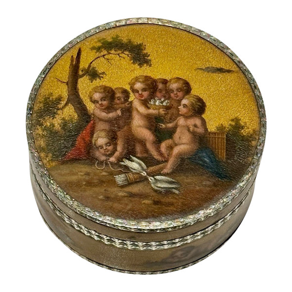 Scatola Tonda con Decoro a Putti, Epoca Luigi XVI