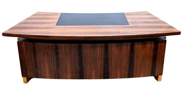 Grand Bureau Présidentiel à Caisson Style Art Déco 1930 d'époque 1950 En Palissandre