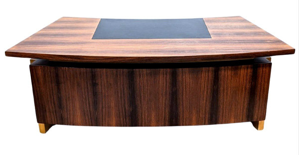 Grand Bureau Présidentiel à Caisson Style Art Déco 1930 d'époque 1950 En Palissandre