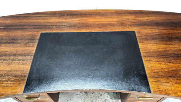 Grand Bureau Présidentiel à Caisson Style Art Déco 1930 d'époque 1950 En Palissandre