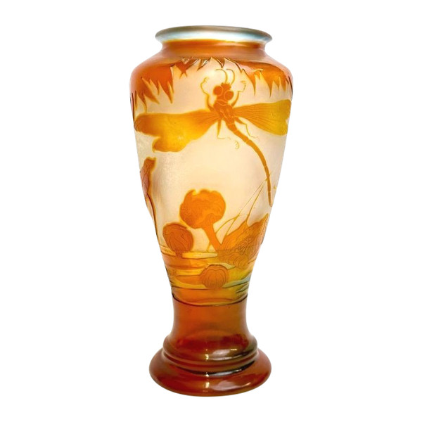 Vaso acquatico Art Nouveau Emile Gallé "A La Libellule"