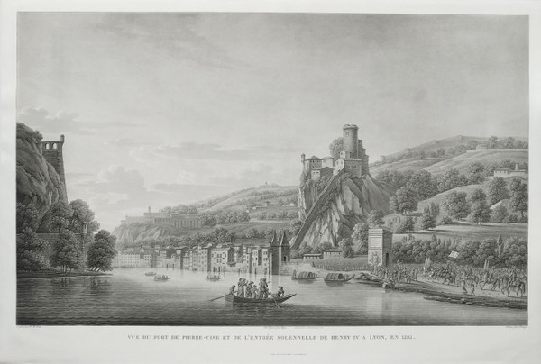 Etching Lyon View Of Fort De Pierre-cise19th C Engraving Old Print